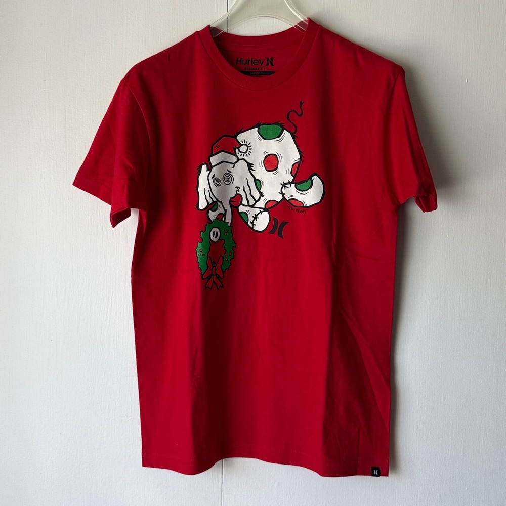 Hurley Red Holiday Graphic Tee Boys Sz L